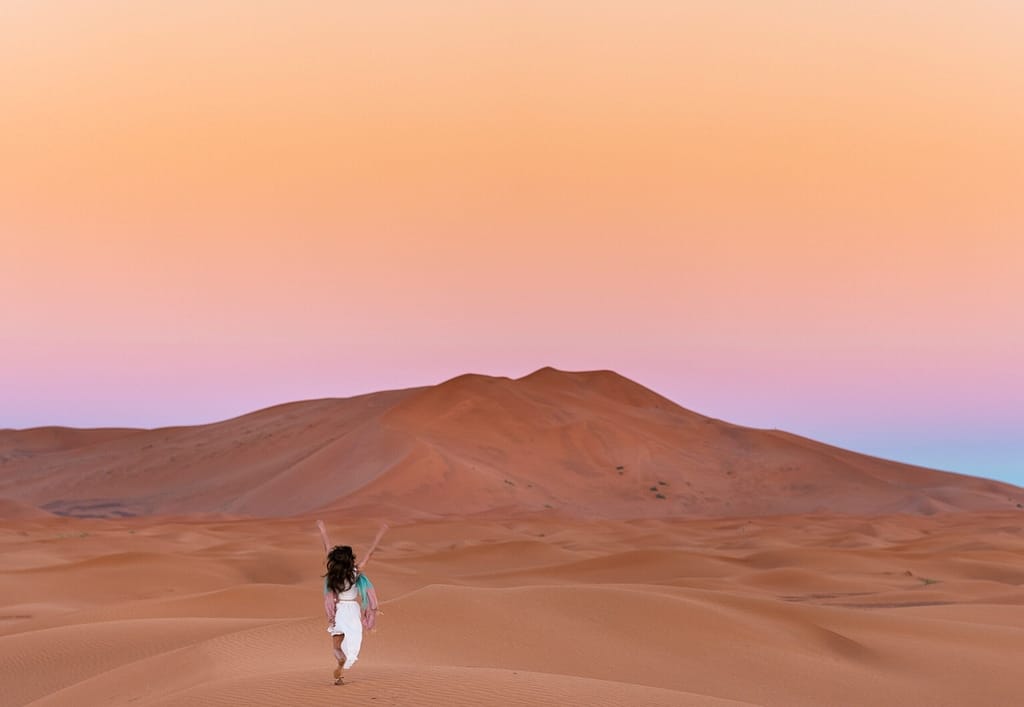 woman running alone in the desert